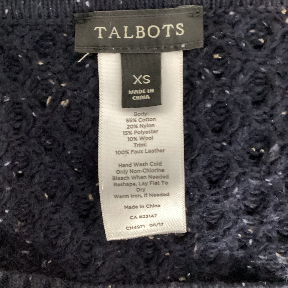 Talbots Navy Wool Blend Knit Poncho Sweater XS - Picture 6 of 6